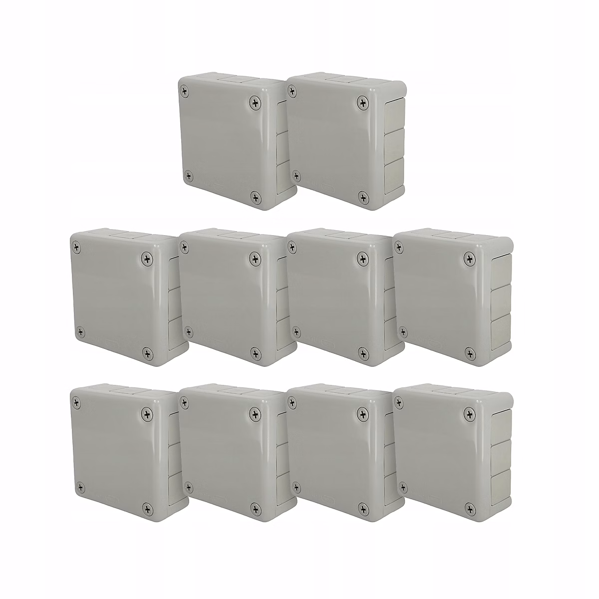 Boîte dérivation étanche en saillie IP55 98 × 98 × 42mm 12 entrées vis gris 10 pièces EDO