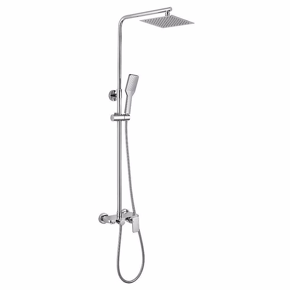 Colonne de douche carrée monocommande DUA – 79-125 cm, finition chrome poli, en laiton Kibath