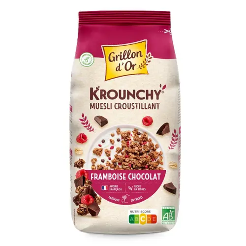 Céréales krounchy saveur framboise chocolat bio Grillon d'Or - 450 g