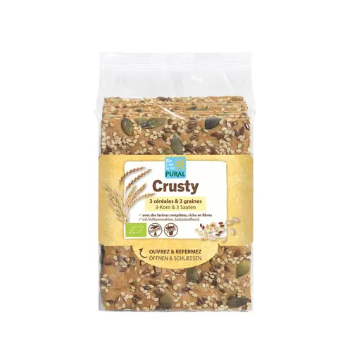 Crusty bio aux 3 céréales et 3 graines Pural - 200 g