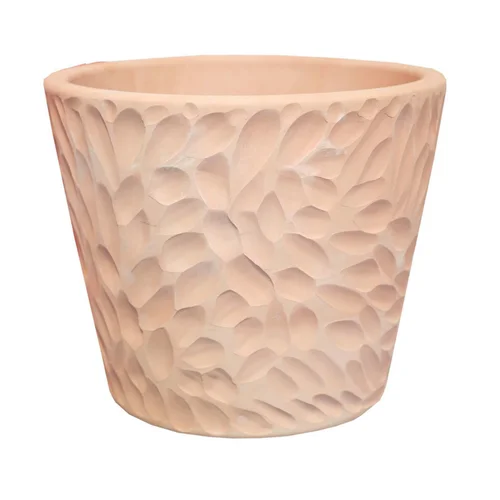 Pot conique en terre cuite coloris beige Poterie du Bousquet Artisan - Ø 28 x H 23 cm