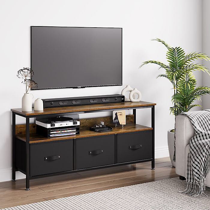 Commode – SALUTMEUBLE, Meuble TV, Bois massif, 120 × 30 × 57 cm, Marron