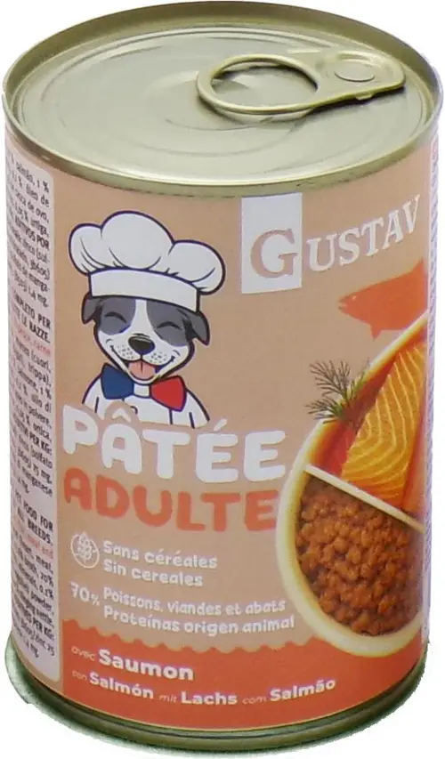 Pâtée pour chien adulte au saumon sans céréales complète Bubimex Gustav - 400 g