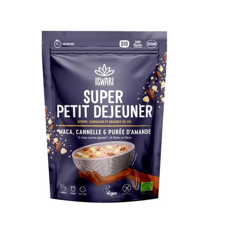 Super pétit dejeuner bio framboise, beurre de cacahuete Iswari - 360 g
