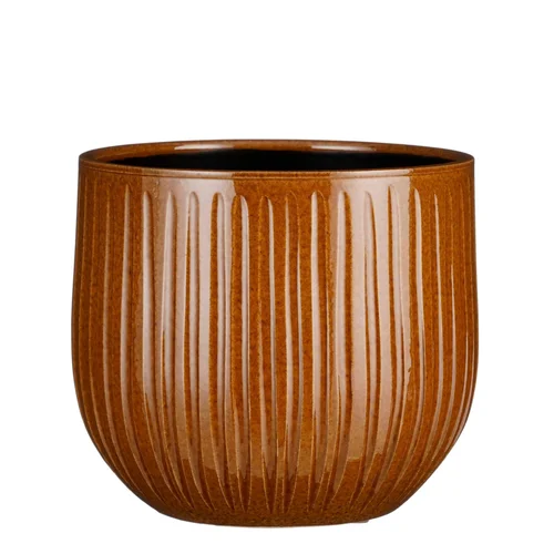 Pot rond Edelman Hollande cannelé ocre Pablo – Ø 25 x H 20 cm
