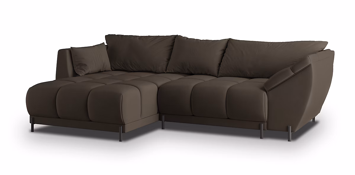 Canapé d'angle vestano marron en velours avec fonction de couchage – Réf. NGYTEOCDF1580712186