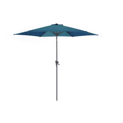 Parasol droit rond en aluminium coloris bleu - Ø 300 cm