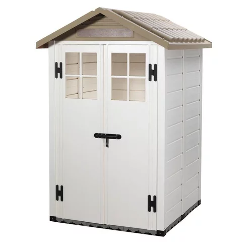 Abri de jardin en résine beige Foresta Evo - 137 x 144 x 214 cm