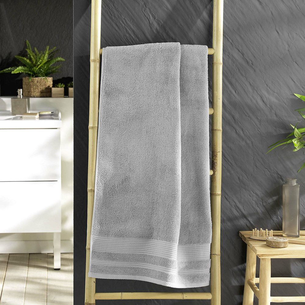 Drap de douche 70 × 130 cm eponge unie tendresse Gris Perle