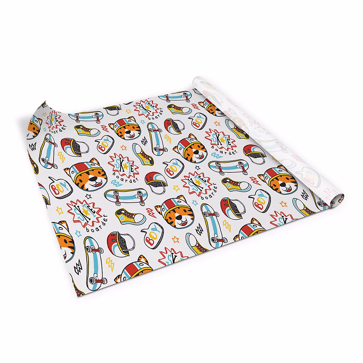 Décoration murale et accessoires déco – Autocollant Tigre sur un skateboard 100x50