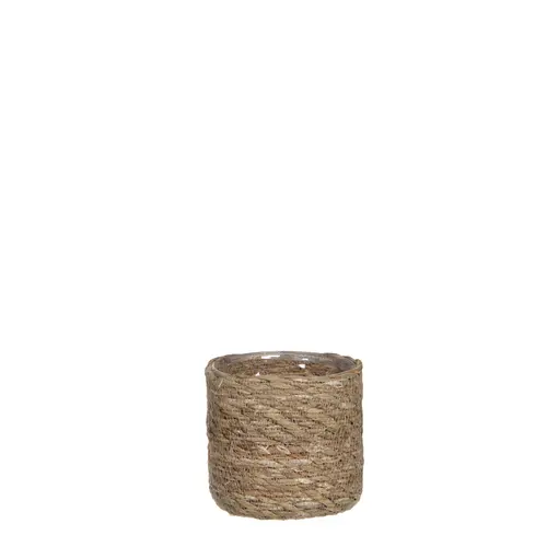 Panier cache-pot coloris marron en osier Atlantic Mica Decorations - 12 x Ø 12 cm