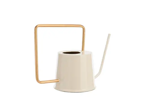 Arrosoir en métal beige à grande anse carrée or - 34 x 14 x 20,5 cm