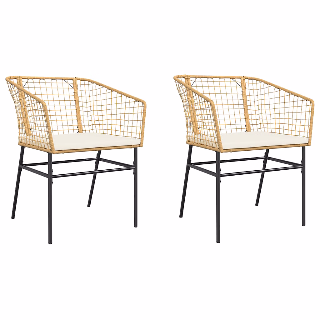 Chaises de jardin lot de 2 et coussins marron rotin vidaXL – Réf. YNEATVOKQ9584663203