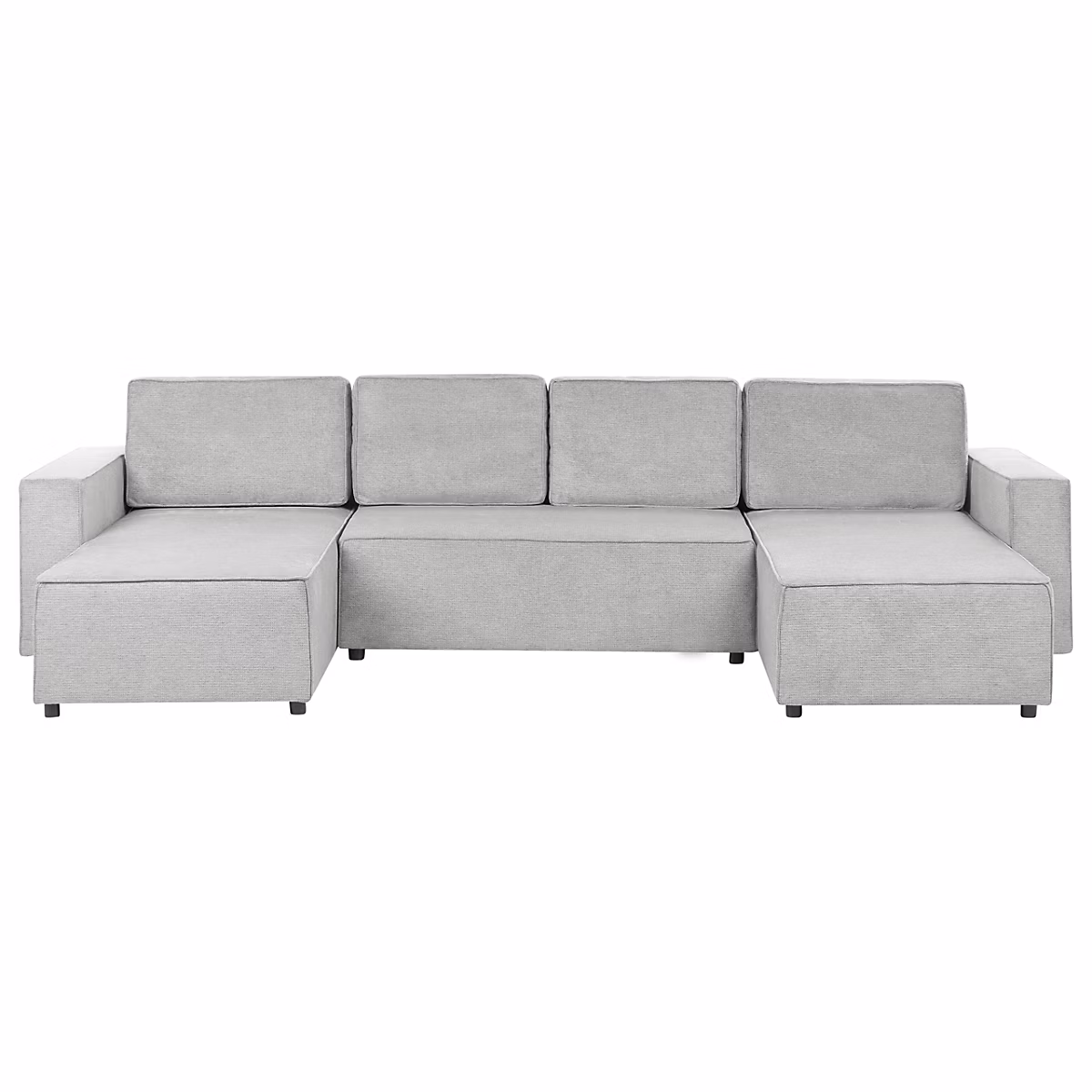 Canapé – lit en forme de U 4 places VATNE avec rangement Tissu Gris