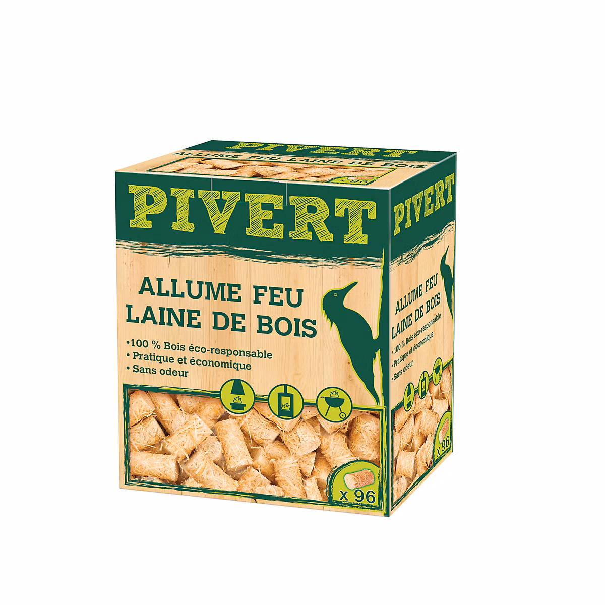Boîte de 96 allume feu laines de bois Pivert – Réf. VXDYBPZGX1466605483