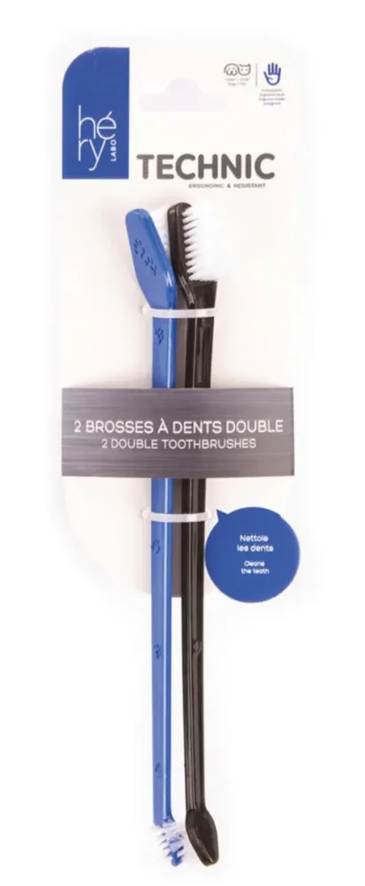 Brosse à dents pour chien coloris multicolore Héry Technic - x 2