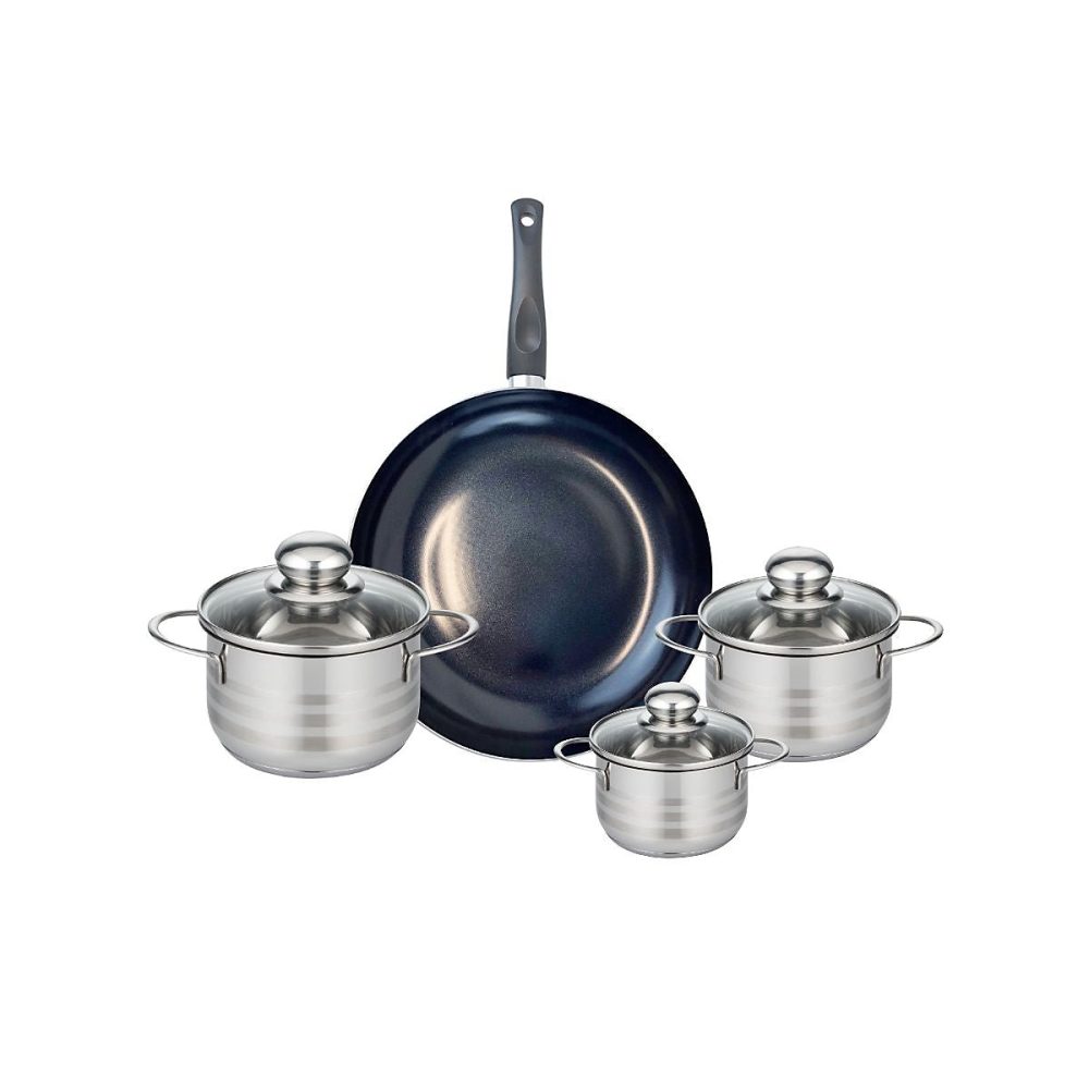 Ensemble de 1 Poêle de cuisson 28 cm et 3 faitouts 12 – 14 et 16 cm Elo Prima Brillant
