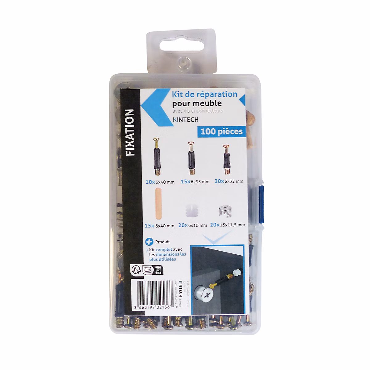 Kit de 100 pièces pour réparation de meuble avec vis et connecteurs Acbat – Réf. YCYGFJUAT0769407586