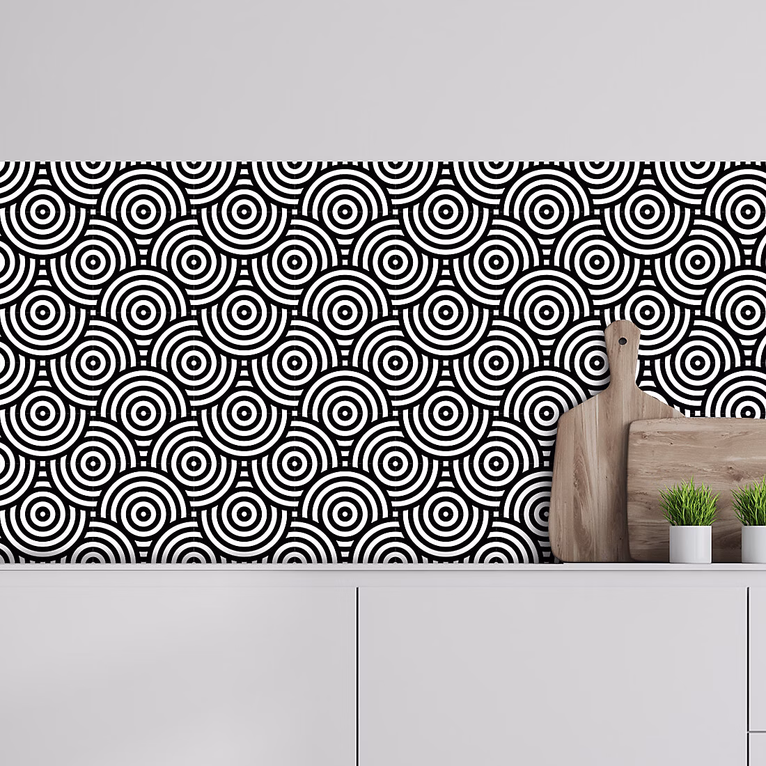 Crédence adhésive design motifs cercles 50 × 300 cm