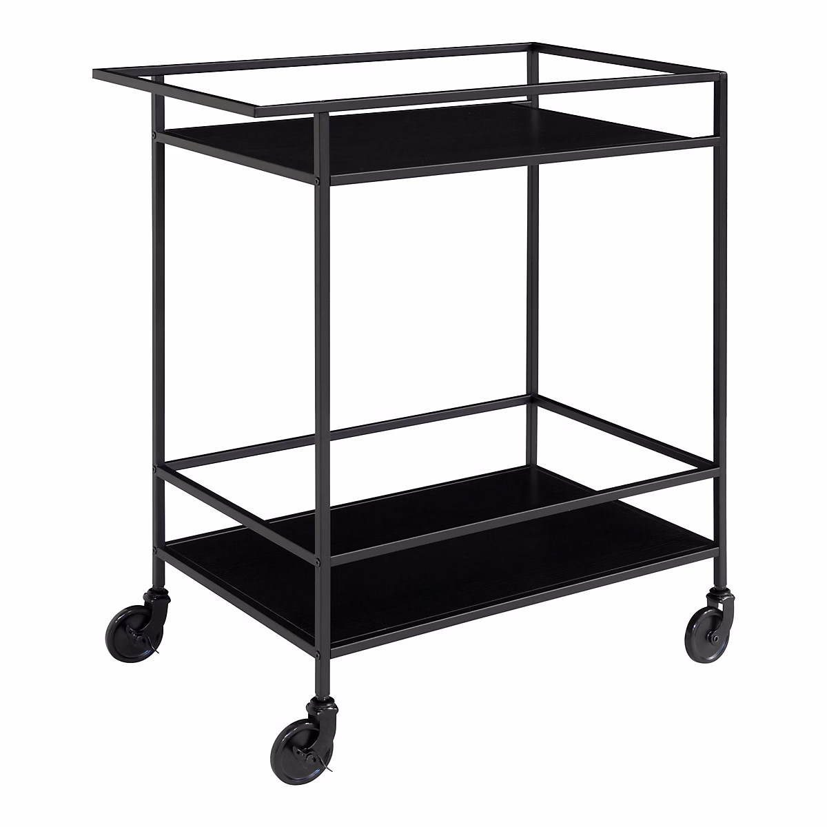 Chariot de bar Vita avec 2 étagères – Desserte élégante en noir, cadre robuste 68 × 40 × 79 cm
