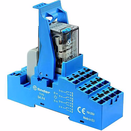 Bloc relais Finder 58.P4.9.024.5050 – 24 V/DC, 4 inverseurs, montage rail DIN