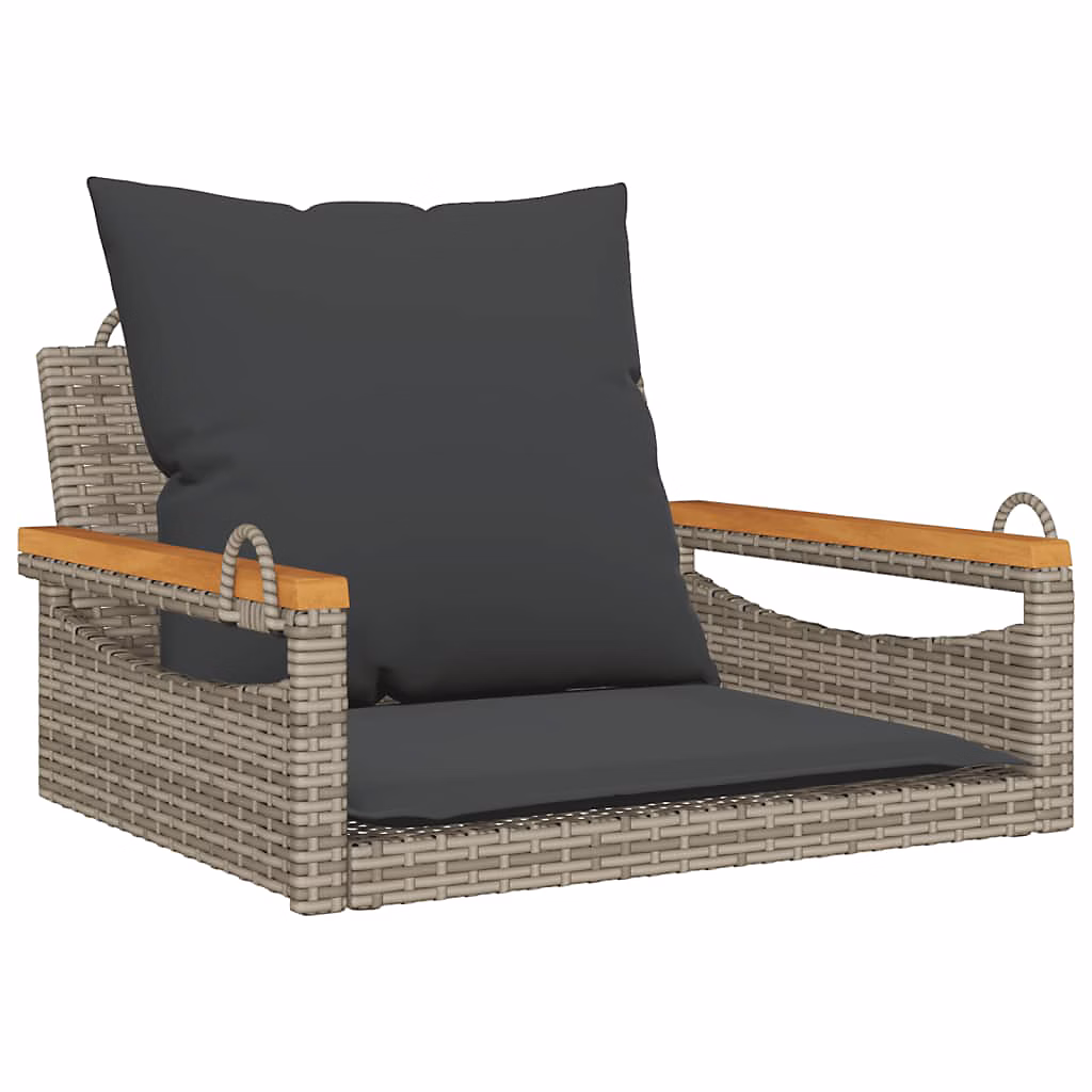 Balancelle avec coussins gris 63 × 62 × 40 cm résine tressée vidaXL