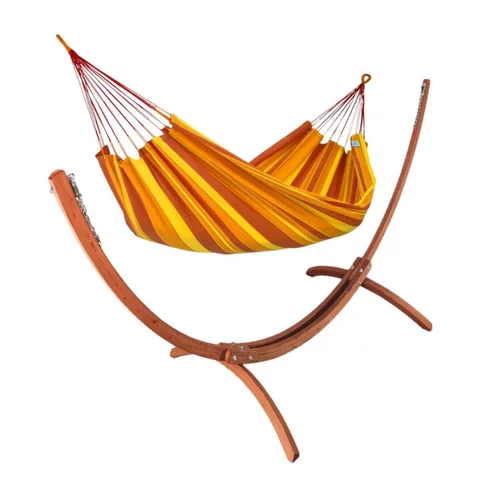Set support et hamac Weekend coloris orange Sunny en bois et polypropylène Jobek Hamacs - 350 x 125 x 136,5 cm
