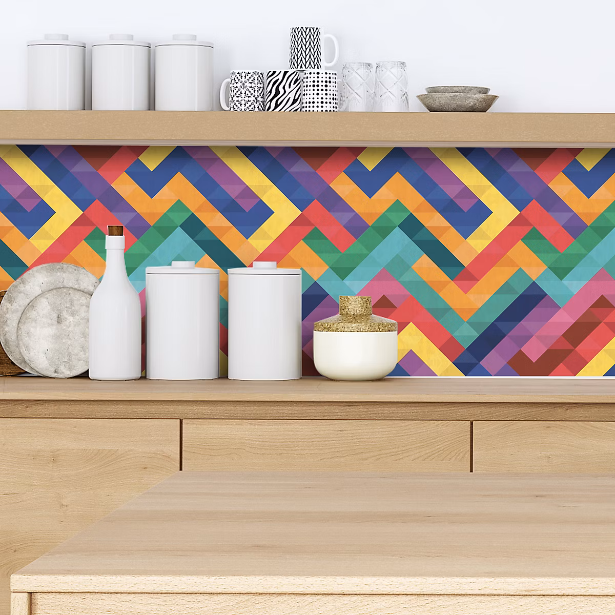 Crédence adhésive design pixel coloré – 50 × 400cm