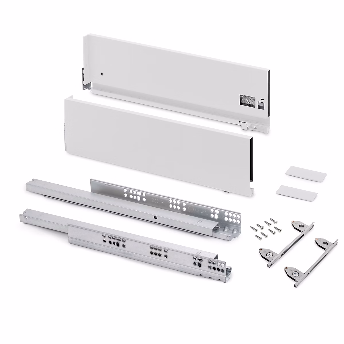 Emuca Tiroir extérieur Vertex avec réglages 3D hauteur 178mm – 40kg, profondeur 450mm, Acier, Peint en blanc