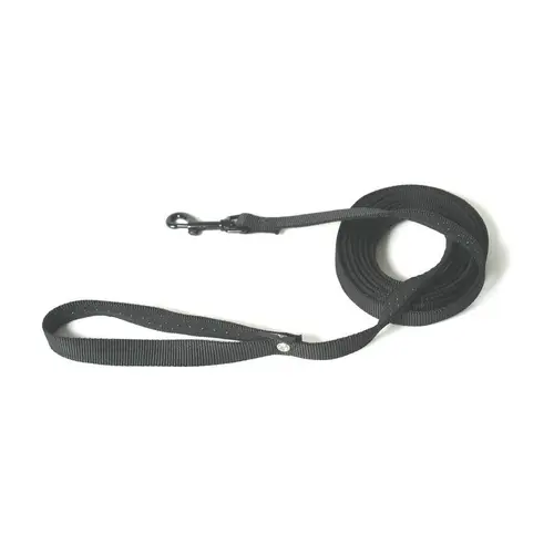 Longe noire en nylon pour chien - 5 mètres