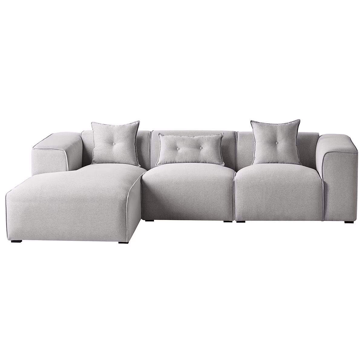 Canapé d'angle 3 places DOLVA Tissu Gris clair Côté droit – Réf. FDGPINAUF1591949710