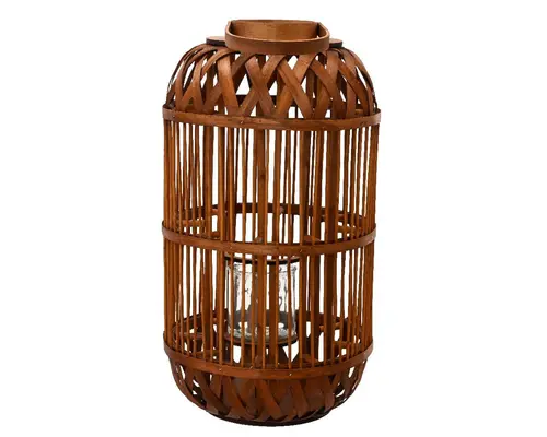 Lanterne en bambou lie-de-vin - Ø 35 x H 65 cm