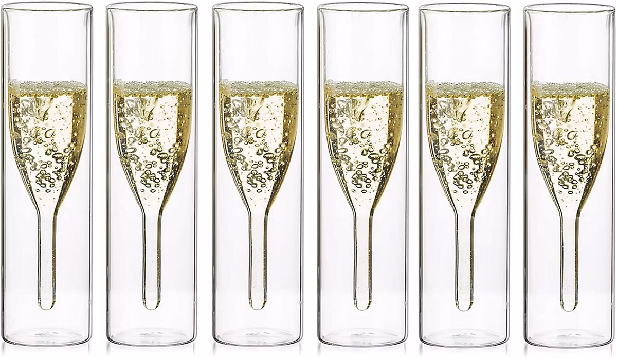 6 Flûtes à champagne double paroi Verre borosilicate | Verre