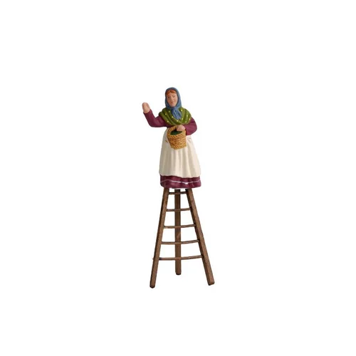 Santon pour crèche cueilleuse d'olives échelle blanc - 7 cm