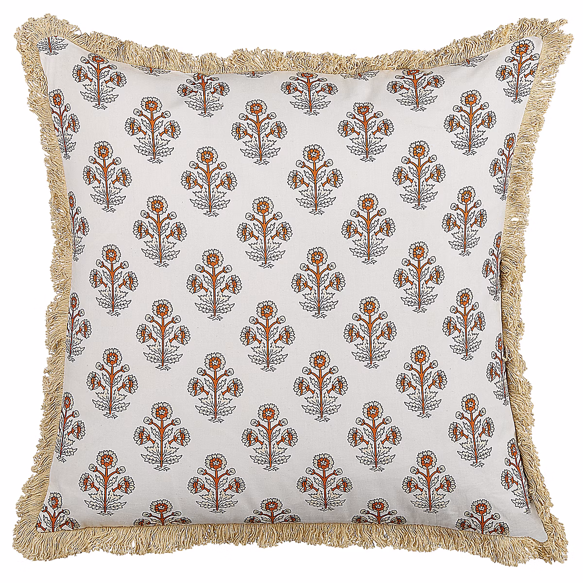 Coussin OMORIKA 45 × 45 cm Coton Blanc Motif floral