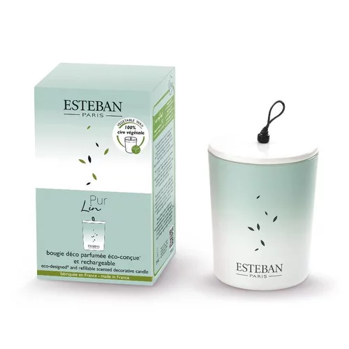 Bougie déco parfumée et rechargeable Pur Lin Esteban - 180 g