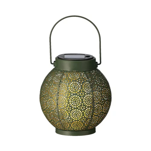Lanterne solaire ronde à poser ou suspendre verte et or - Ø 14 x H 16 cm
