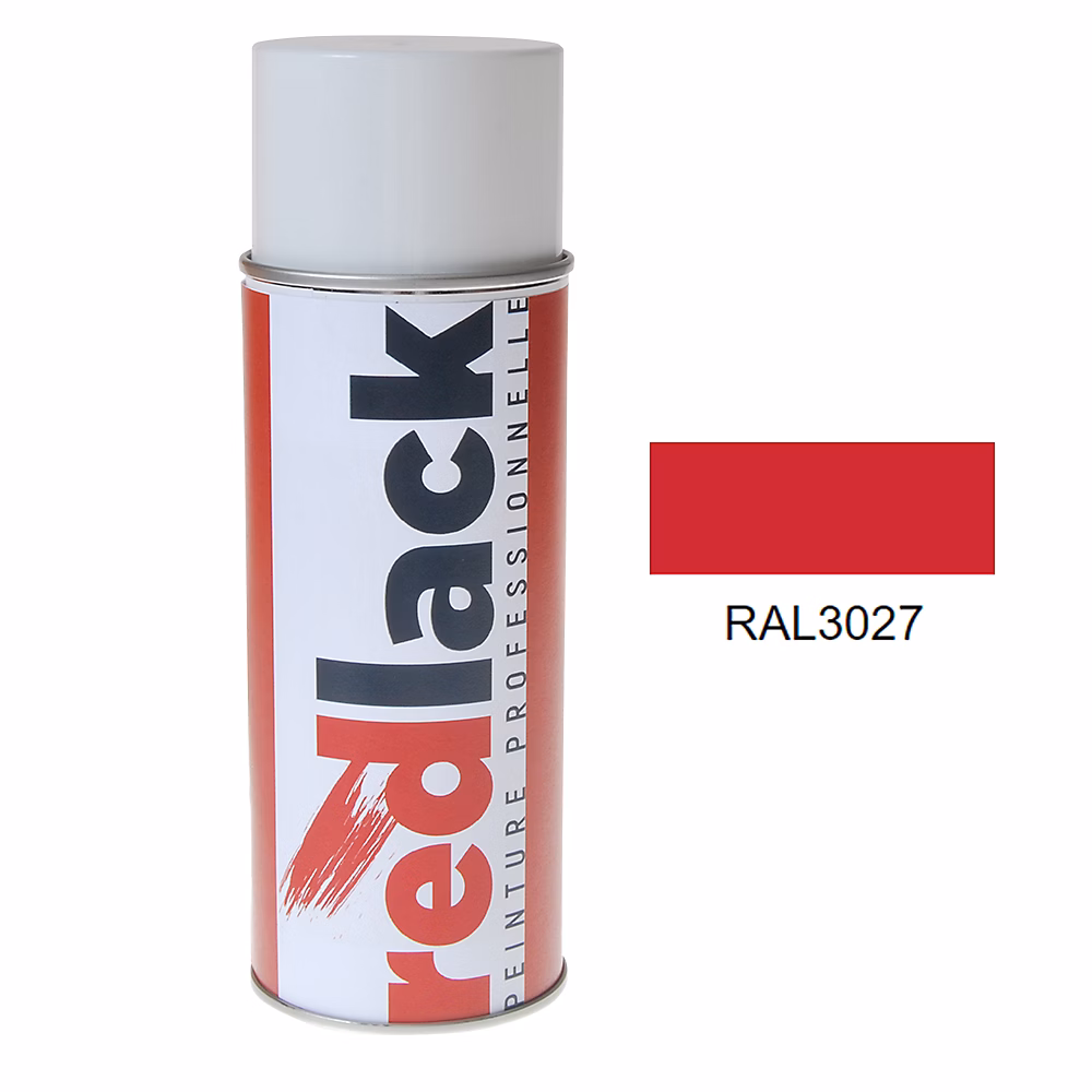 Bombe de peinture Aérosol – spray, 400ml, RAL 3027 Rouge framboise, Mat, multisupport, Redlack, RAL3027