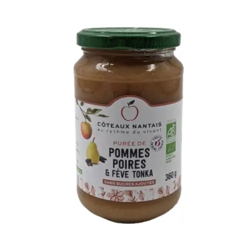 Purée bio de pommes poires tonka Côteaux Nantais - 360 g