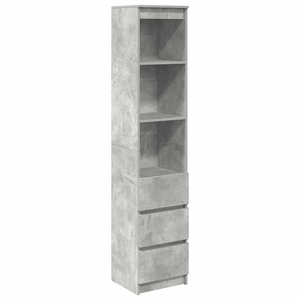Buffet haut gris béton 37 – 5 × 35 × 180 cm bois d'ingénierie vidaXL