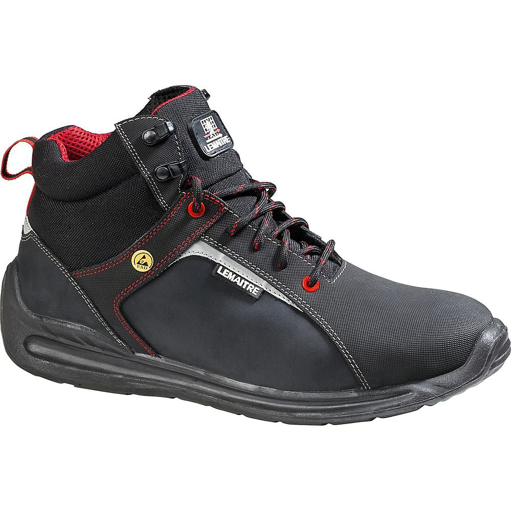 Chaussures de sécurité et chaussettes – Chaussures de sécurité montantes Lemaitre Super X S3 ESD SRC Noir / Rouge 46