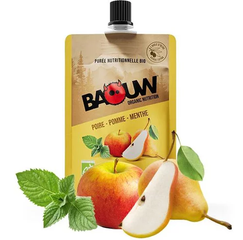 Purée Poire-Pomme-Menthe bio Baouw - gourde de 90 grammes