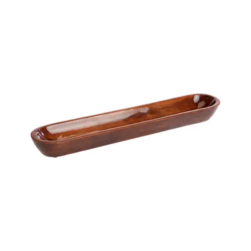 Plateau à pain long creusé en bois de manguier naturel - 55 x 10,5 x 5 cm