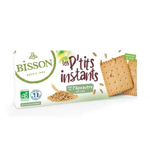 Biscuits bio Les P’tits instants avec de l’épeautre en sachet fraîcheur Bisson - 155 g