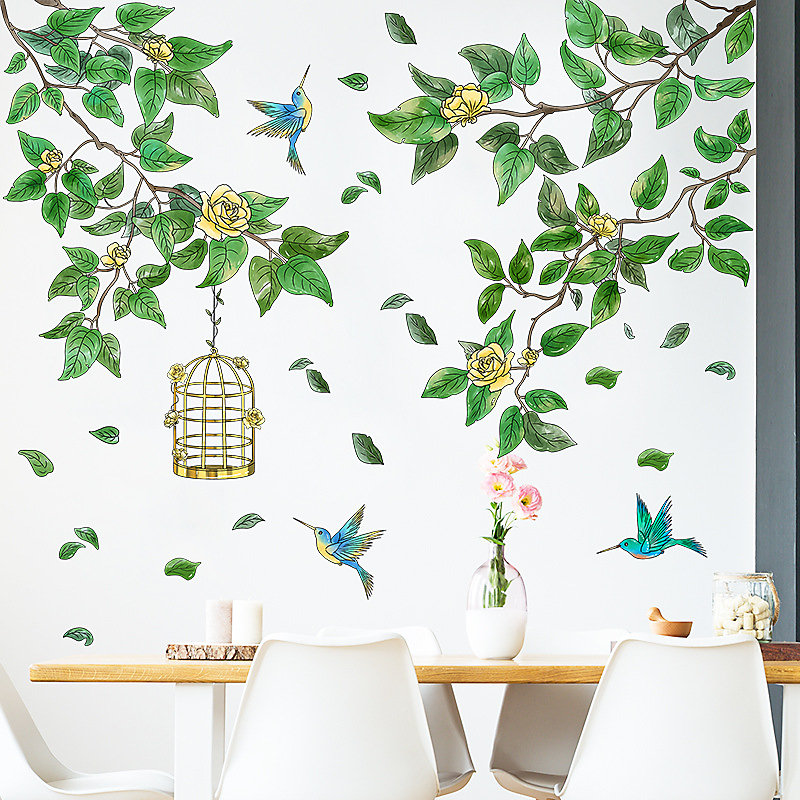 Décoration murale et accessoires déco – 1 pièce autocollant mural plante verte autocollant d'armoire papier peint floral autocollant plante art végétal décoration murale