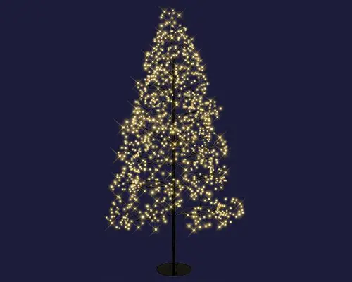 Arbre lumineux noir à 890 micro-LED blanc chaud + 220 flash intérieur/extérieur - 150 cm