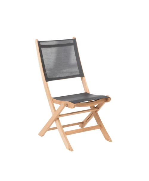 Chaise en aluminium noir et teck Flore - 43 x 54 x 84 cm