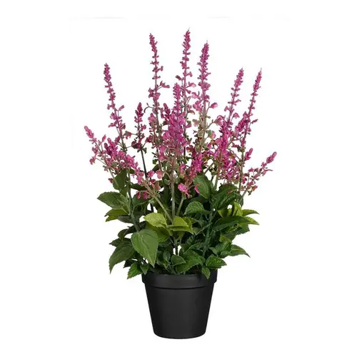 Sauge artificielle rose fuchsia en pot - Ø 26 x H 49 cm