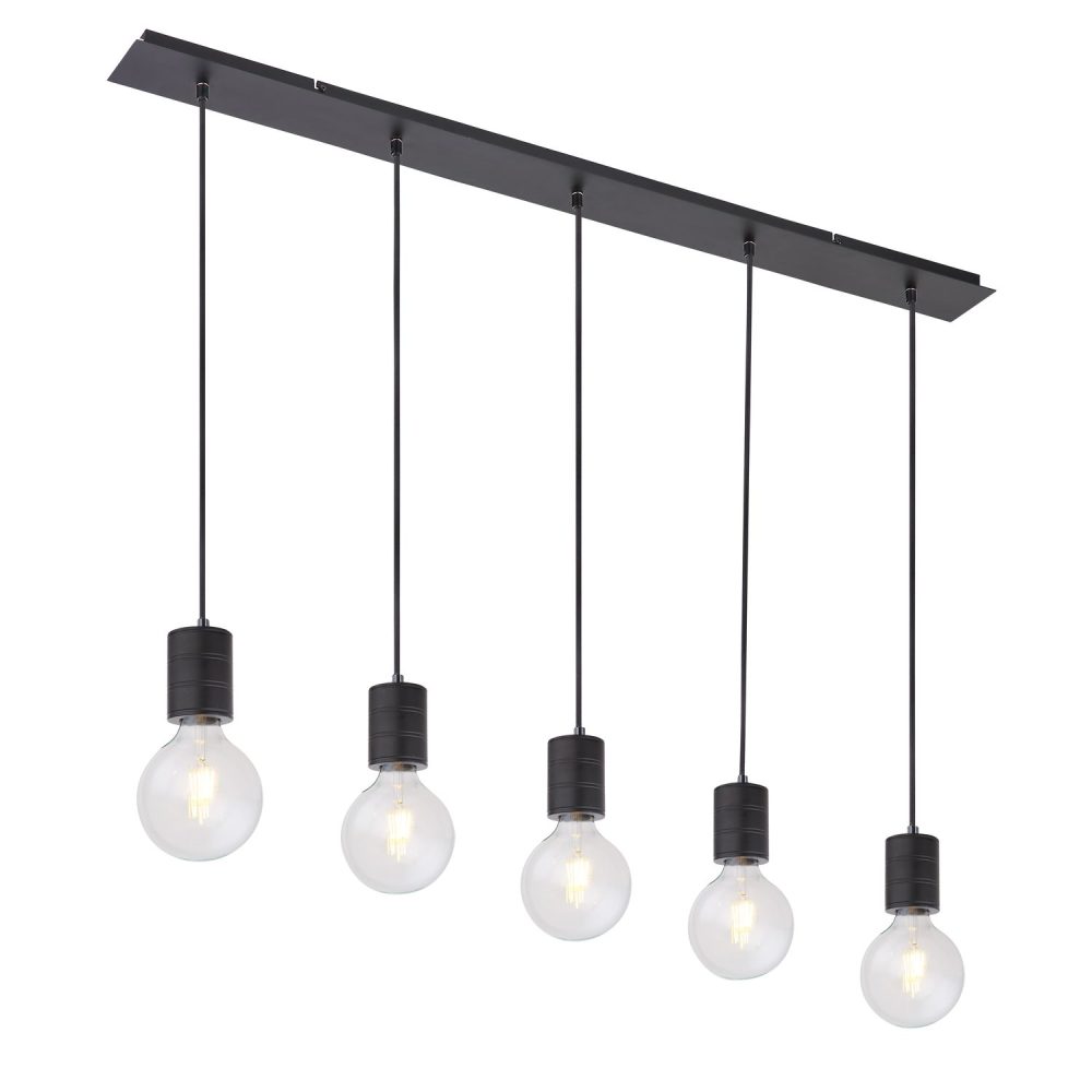 Suspension rectangulaire 4 ampoules en métal design industriel HERMINE – Ambiance extérieure