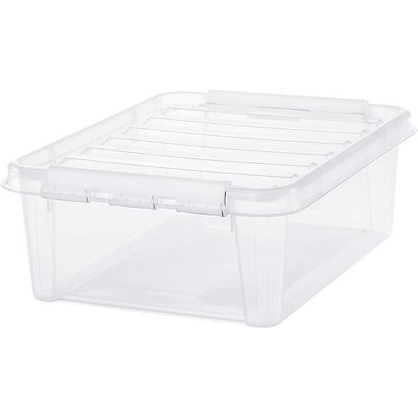 Boîte empilable 21 litres avec couvercle – Clips Blancs